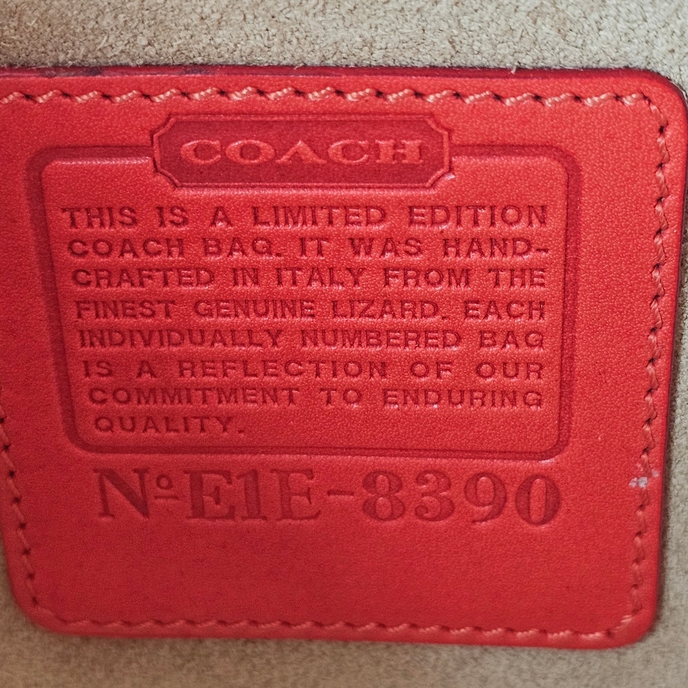 Vintage Coach Limited Edition Genuine Lizard Skin Bag Purse # 8390 ( Coral ) - Picture 14 of 16